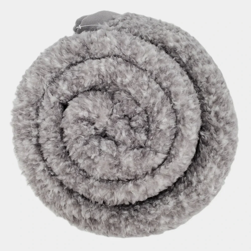 Columbia Super Cozy Sherpa Throw Blanket Gray Faux Suede Trim 50x60 DT001508A